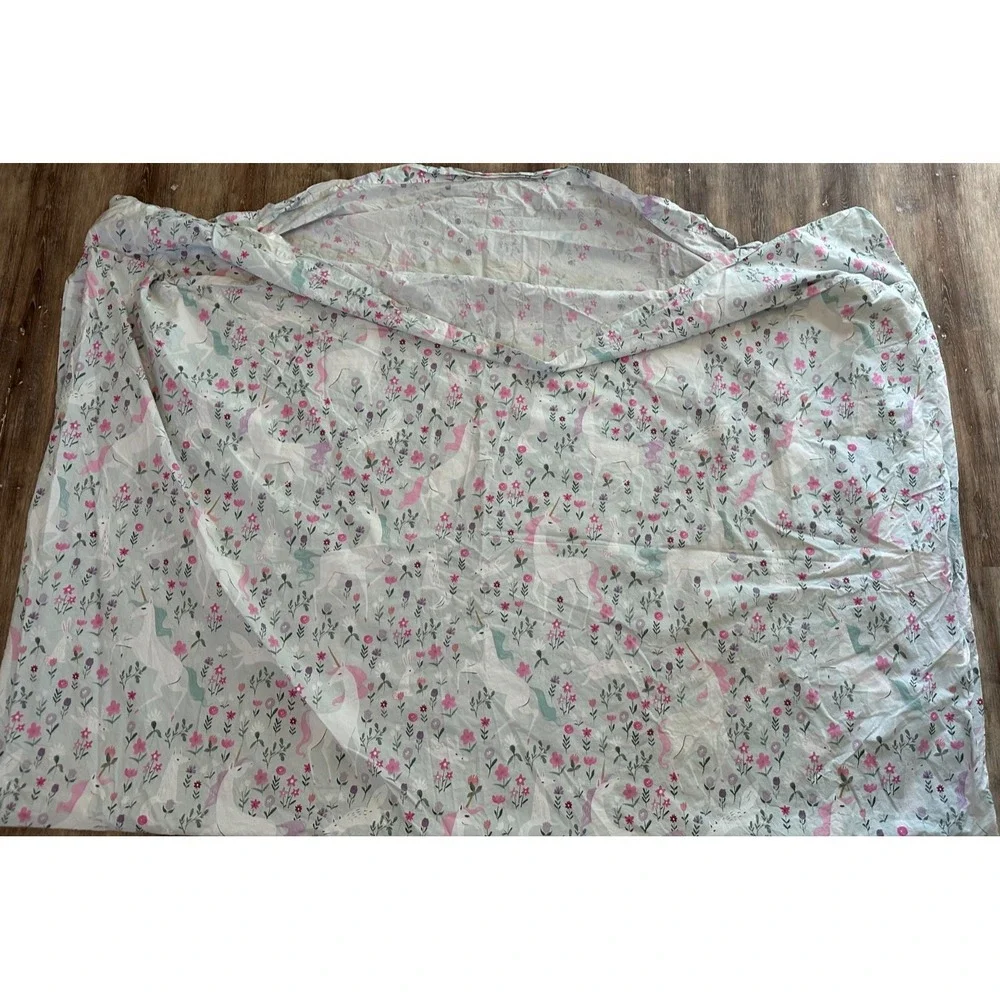 Pottery Barn Duvet Cover Mystical Unicorn Flowers Cotton 68x86